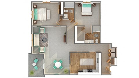 Floor plan for 2 beds, 2 baths, 1692 sqft
